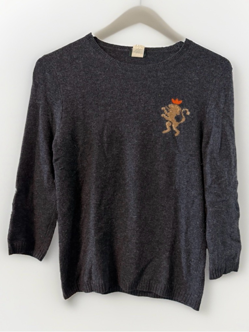 J. Crew Charcoal Crewneck Sweater with Crest